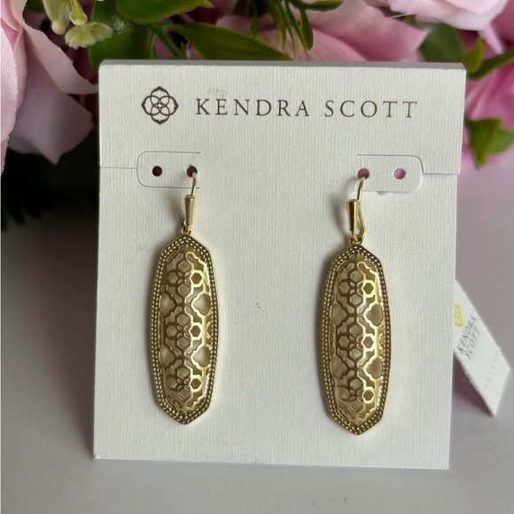 NWT Kendra Scott Brenna Earrings in Gold Filigre - Picture 2 of 4